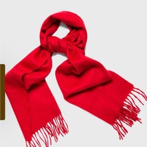 Paul Stuart Cashmere Solid Color Scarf with Embroidered Logo unisex